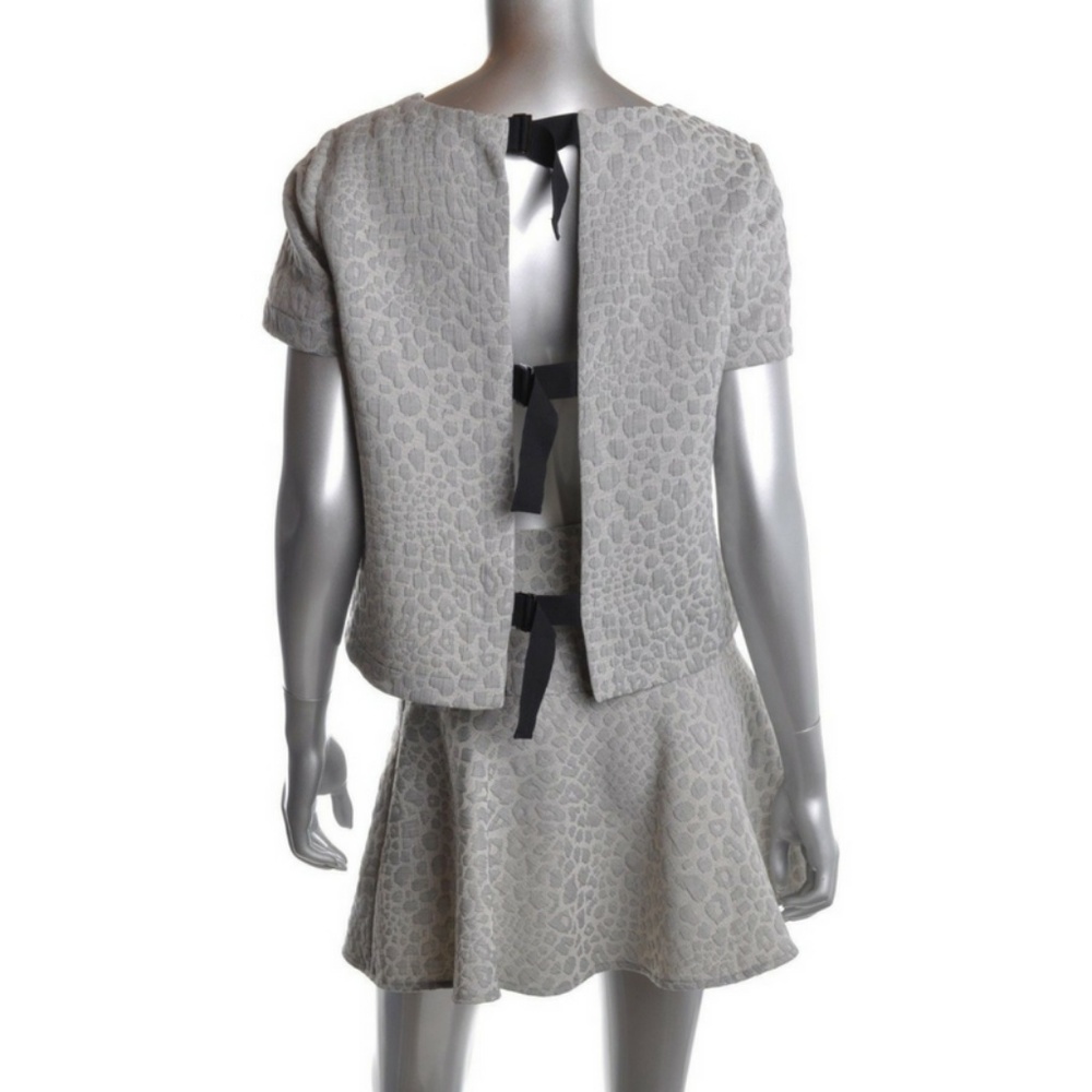 TIBI Gray Two Piece Skirt Set Top